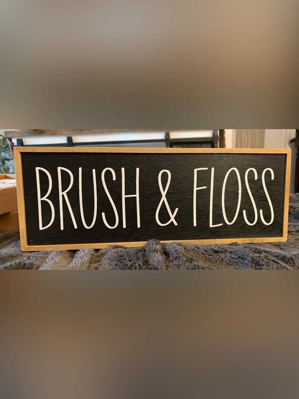 Decorative Brush & Floss Black and White  Sign